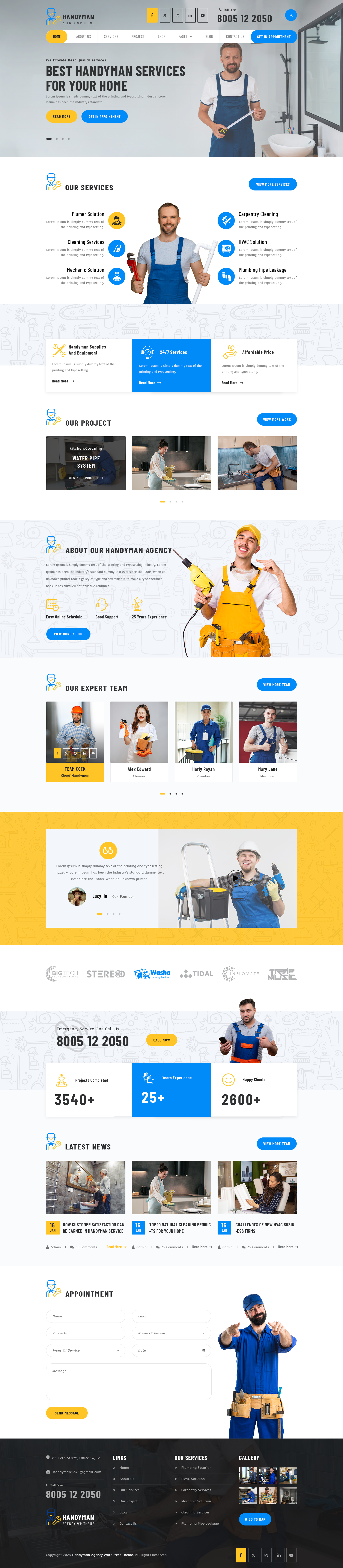 Handyman Agency WordPress Theme For Efficient Online Presence