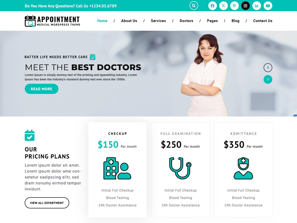 Free Appointment WordPress Theme