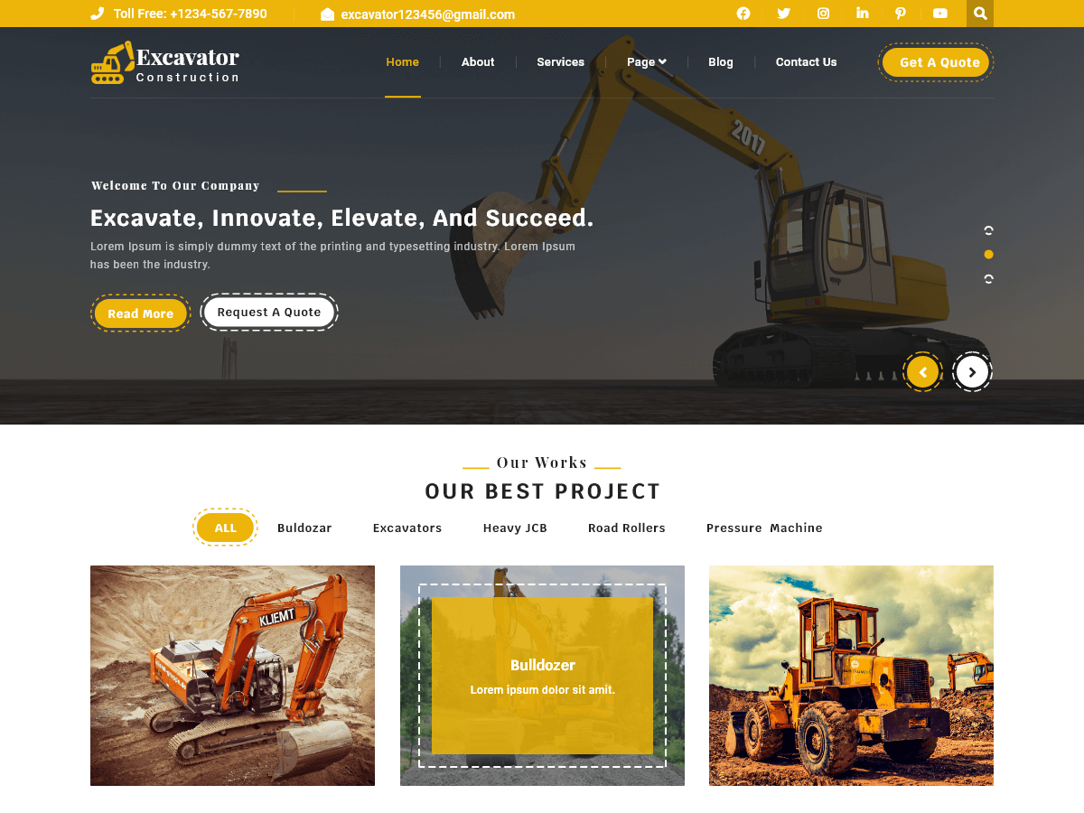 Free Excavator WordPress Theme