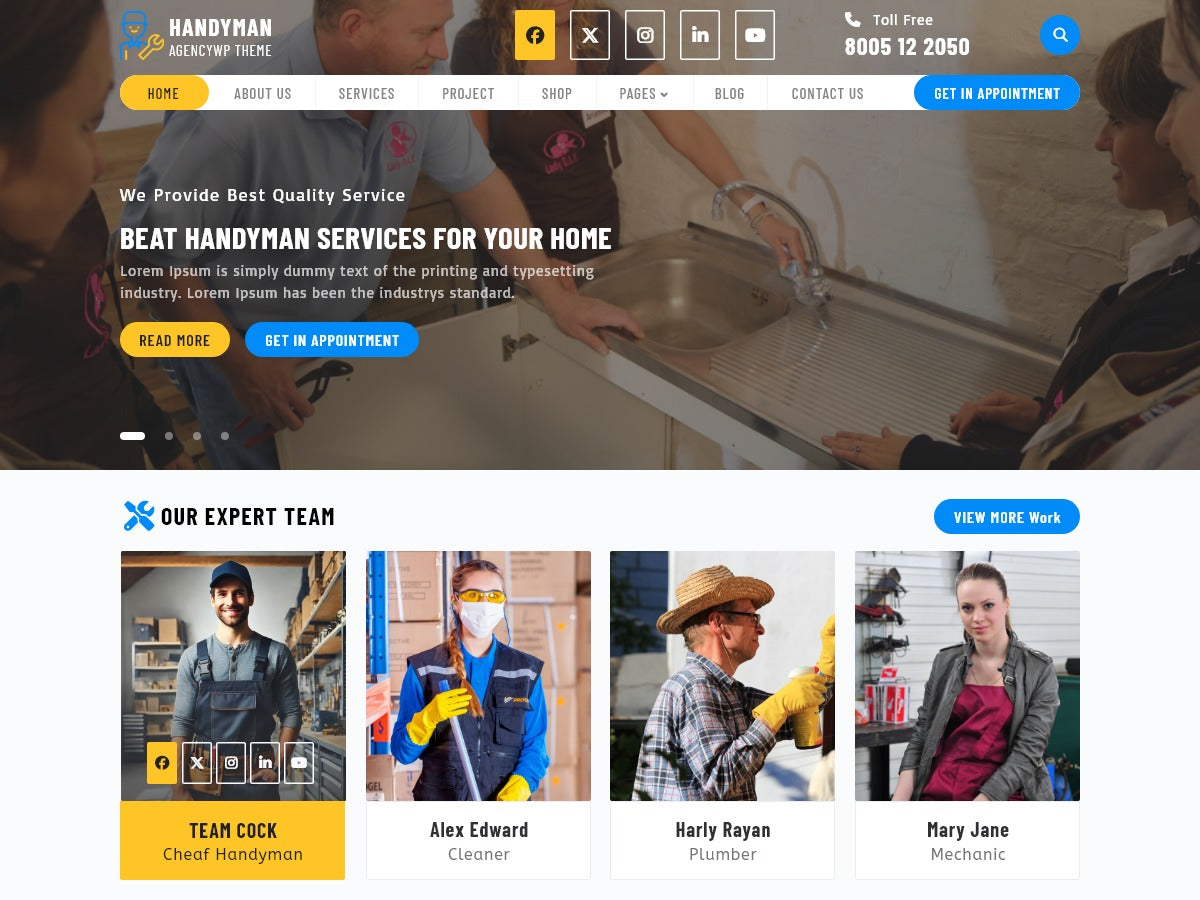 Free Handyman WordPress Theme