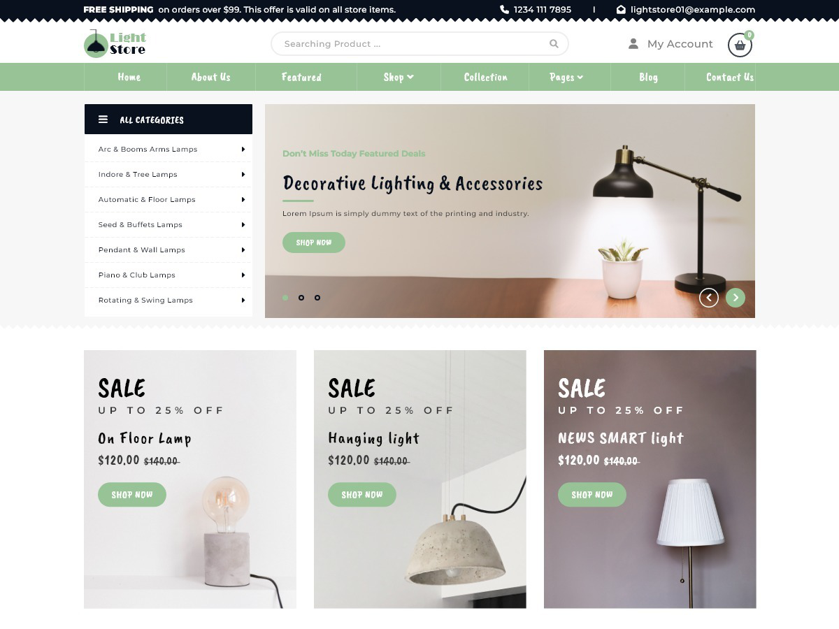 Free Lighting Store WordPress Theme