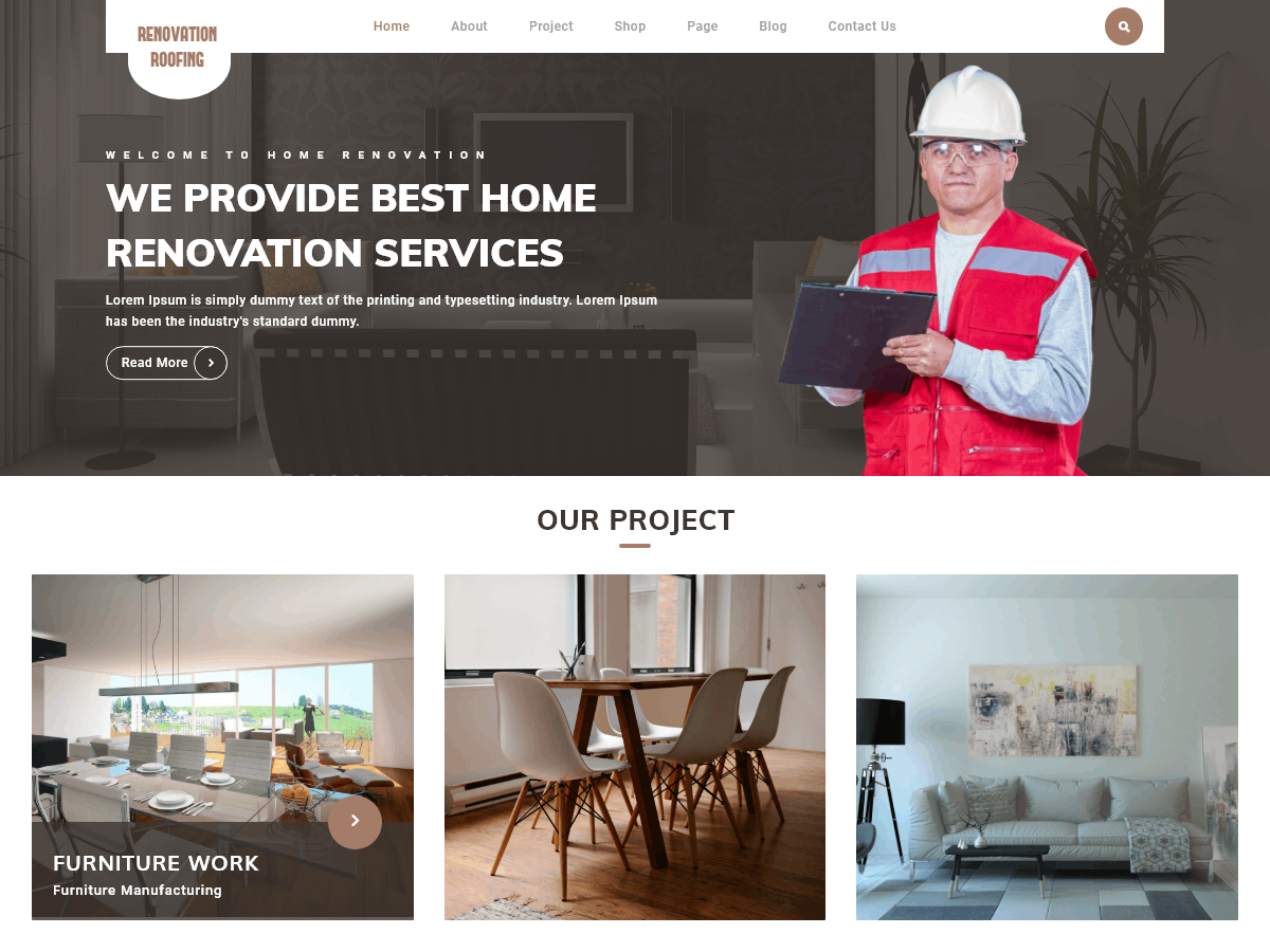 Free Renovation Roofing WordPress Theme