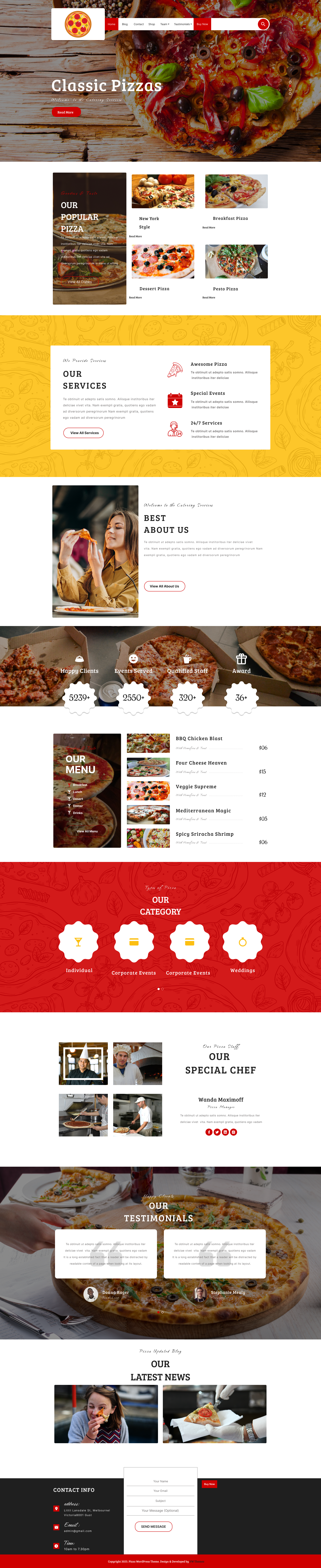 Pizza WordPress Theme : Responsive Design & Custom Menus